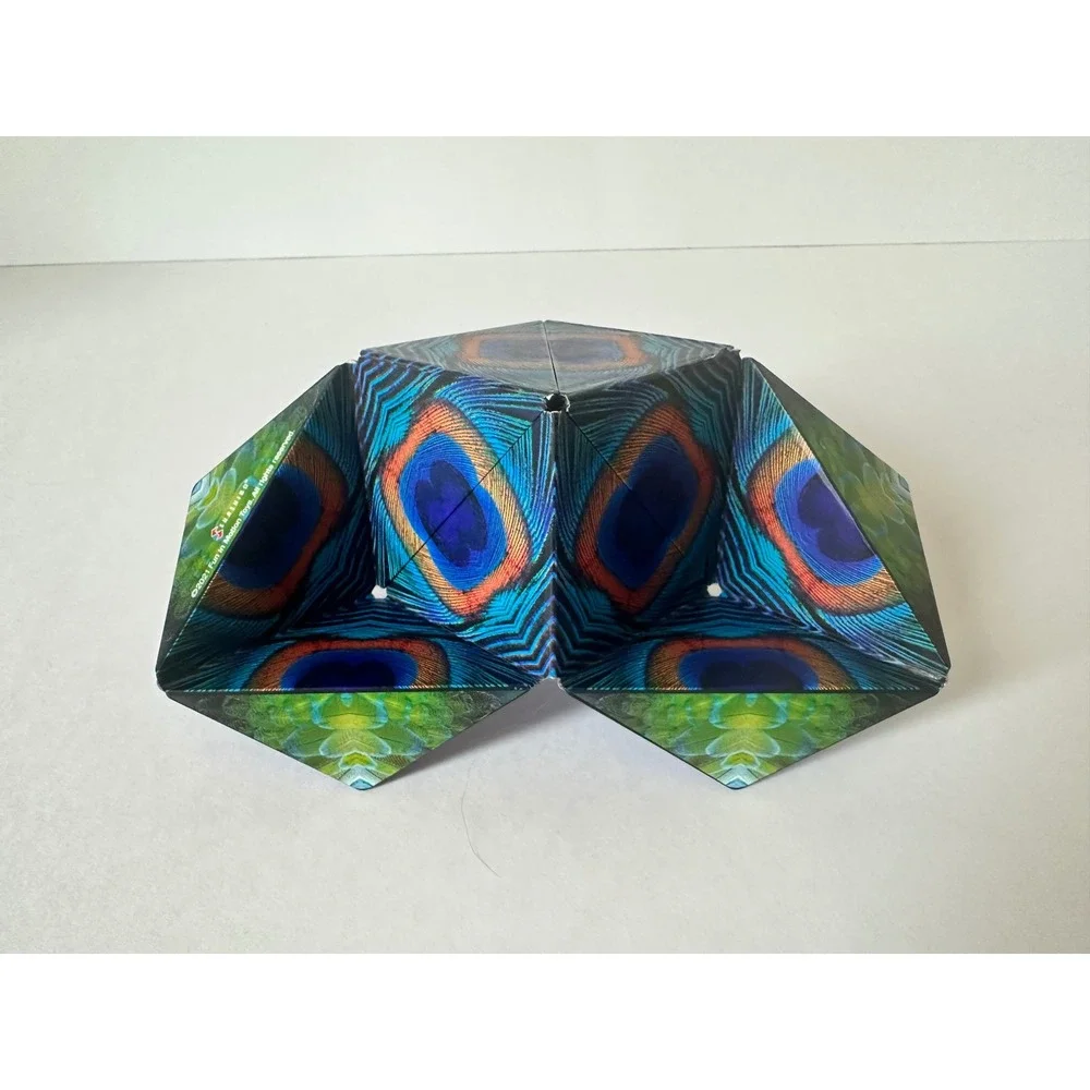 Shashibo Shape Shifting Box Magnetic Puzzle Cube Toy Fidget Peacock Purple Blue